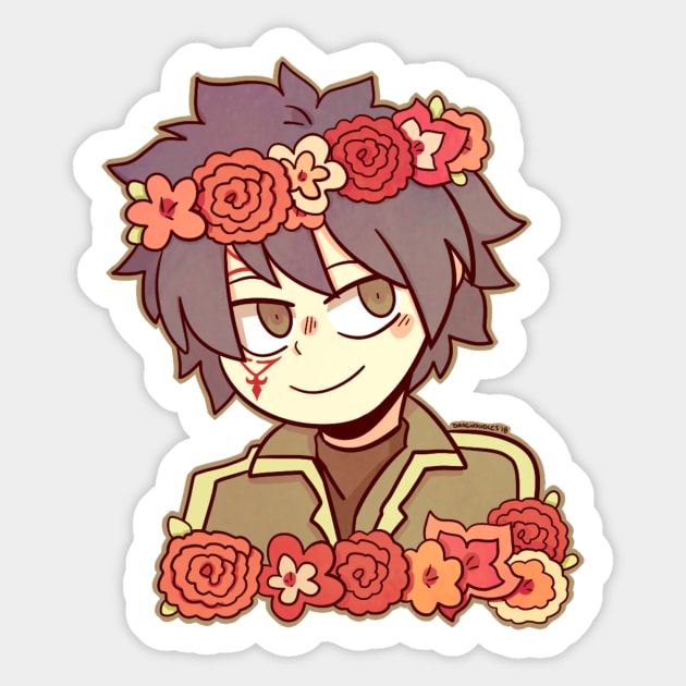 Jellal Flower Crown sticker Sticker by Dragnoodles